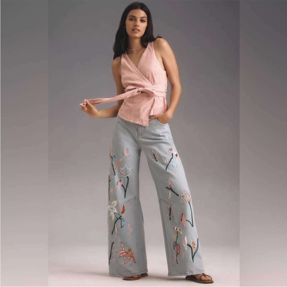 Pilcro Embroidered Bowed Slouch High-Rise Jeans - Picture 5 of 8